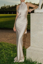 Satin Backless Sleeveless Dress