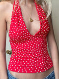 Clashing Colours Hanging Neck Lace Up Halter Vest