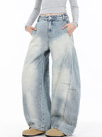 American Retro Curved Knife Boyfriend Jeans