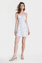 Floral Print Sweetheart Tie Shoulder Bustier Mini Dress
