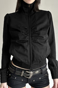 Ruched Waist Biker Jacket