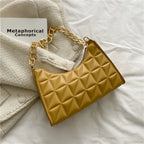 Diamond Pattern PU Leather Chain Shoulder Handbag