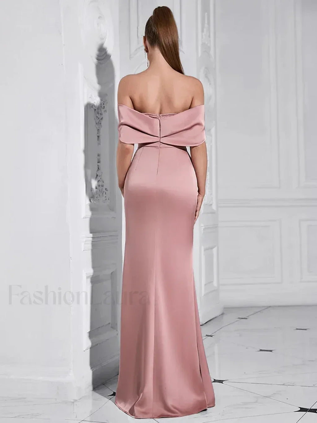 Pink Diamond Pleated Split Maxi Dress