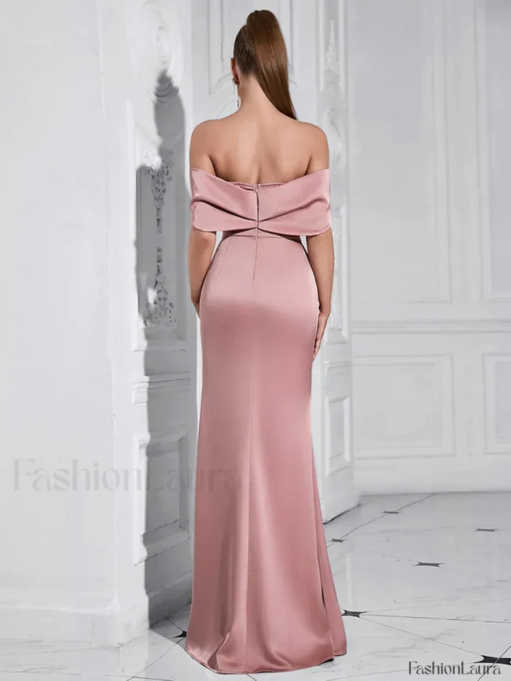 Pink Diamond Pleated Split Maxi Dress