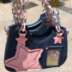 Diamond Silver Leather Crossbody Shoulder Bag