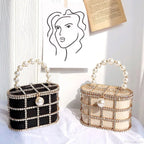 Diamonds Basket Clutch Luxury Pearl Beaded Wedding Party Evening Bag