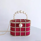 Diamonds Basket Clutch Luxury Pearl Beaded Wedding Party Evening Bag