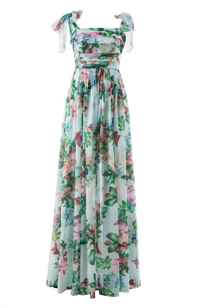 Sol Effortless Dinah Printed Maxi Dress with Straps Elevated Occasion Wear