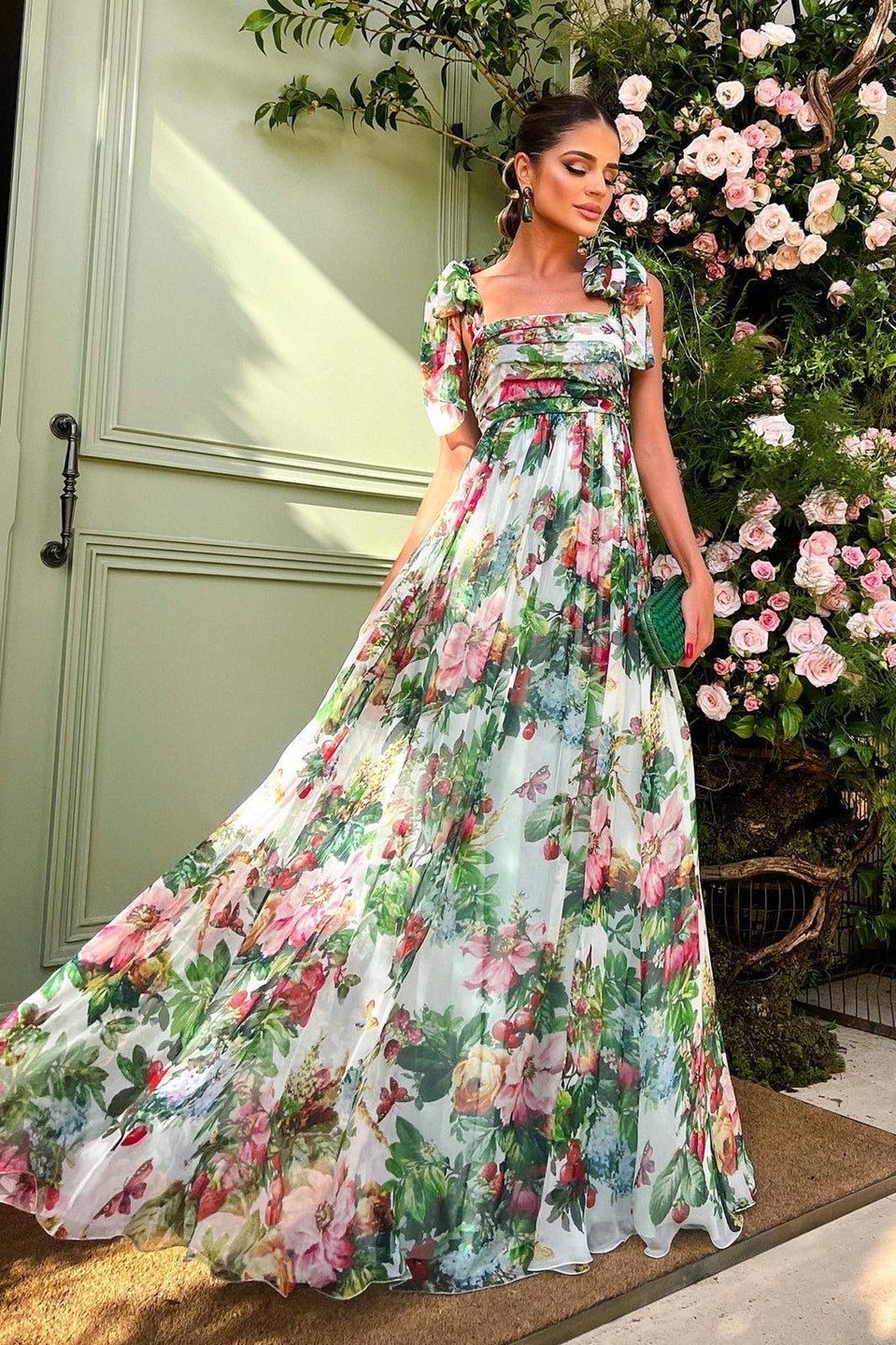 Sol Effortless Dinah Printed Maxi Dress with Straps Elevated Occasion Wear