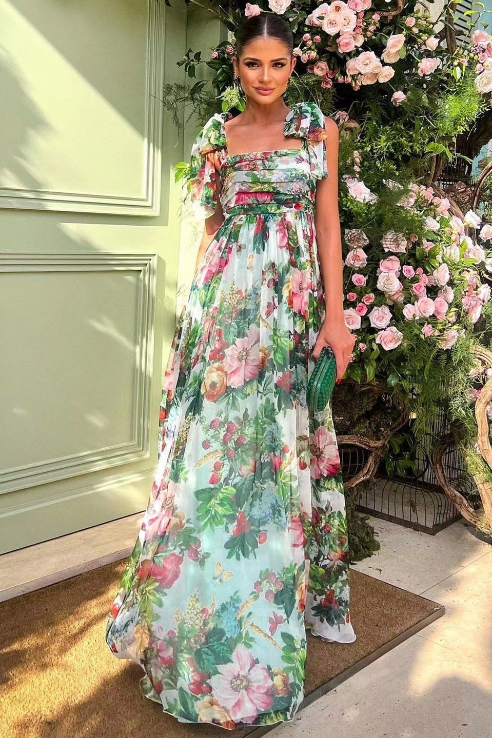 Zahira Effortless Printed Maxi Dress with Straps Elevated Occasion Wear