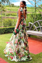 Zahira Effortless Printed Maxi Dress with Straps Elevated Occasion Wear