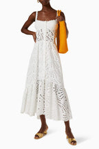 Dolly Embroidered Lace Midi Bustier Dress