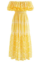 Waleska Statement Off the Shoulder a Line Flare Midi Dress with Embroidered Lace Occasion Edit
