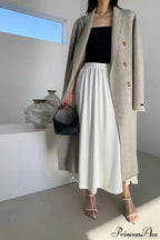 Double-Breasted Reversible Wool Long Oversized Overcoat