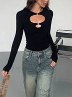 Double Keyholes Long Sleeve Top