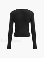Double Keyholes Long Sleeve Top