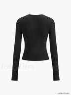 Double Keyholes Long Sleeve Top