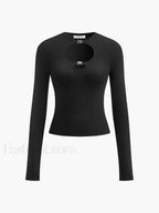 Double Keyholes Long Sleeve Top