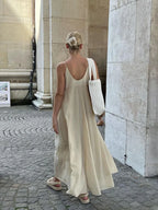 Double Layers V-neck Long Dress