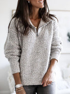 | Women’s Zip-Up Ribbed Sweater