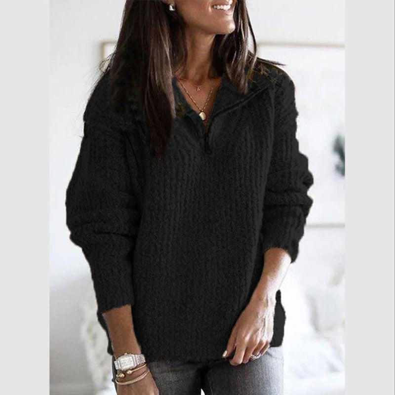 | Women’s Zip-Up Ribbed Sweater