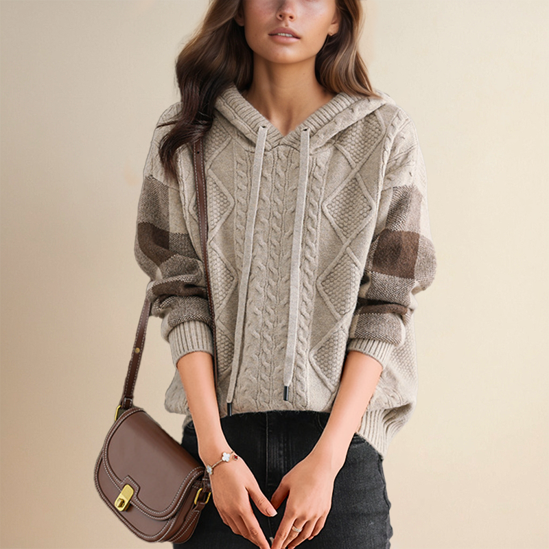 | Cable Knit Hoodie Sweater