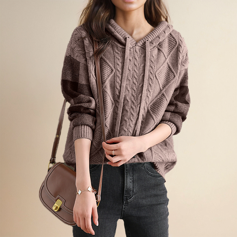 | Cable Knit Hoodie Sweater