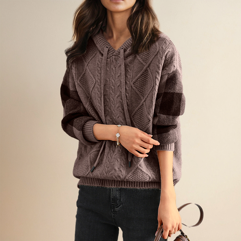 | Cable Knit Hoodie Sweater