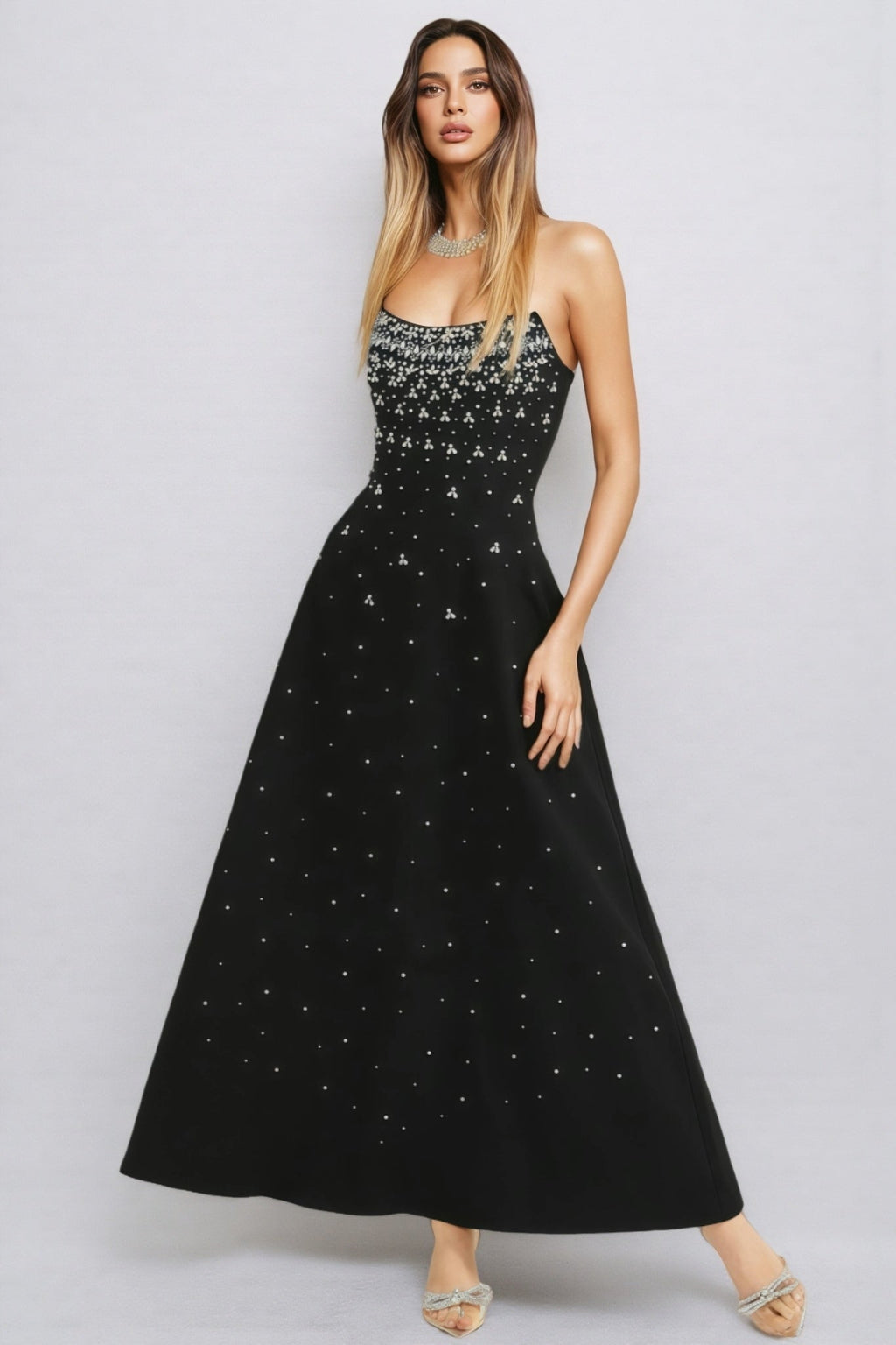 Evrona Bustier Diamonds Maxi Dress