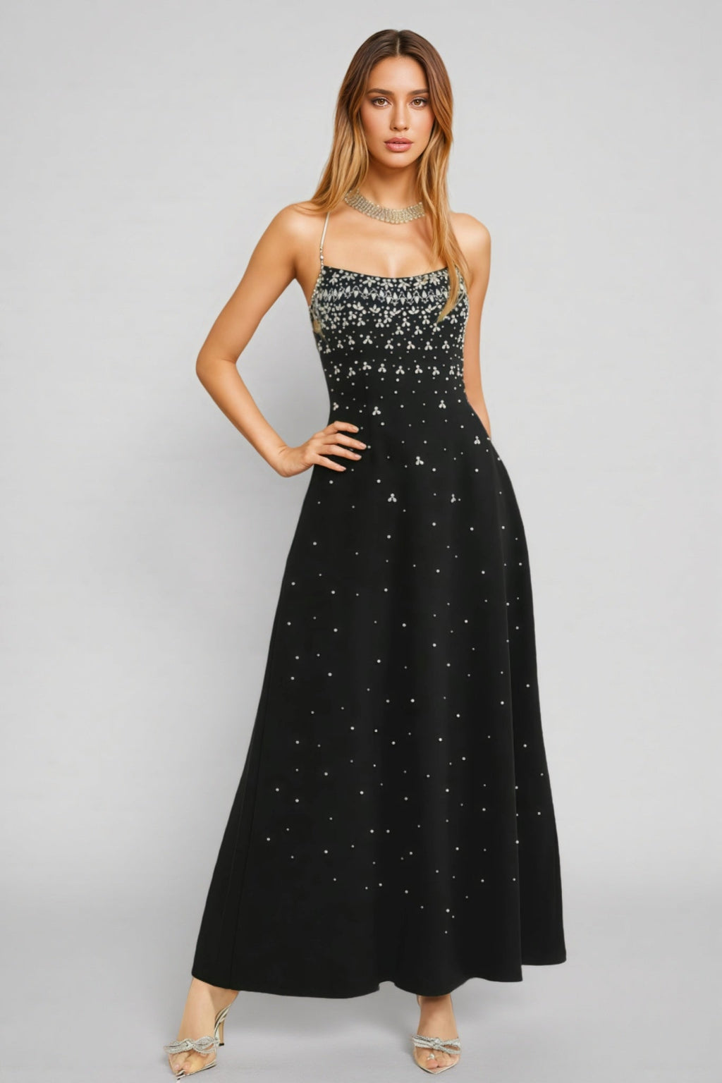 Evrona Bustier Diamonds Maxi Dress
