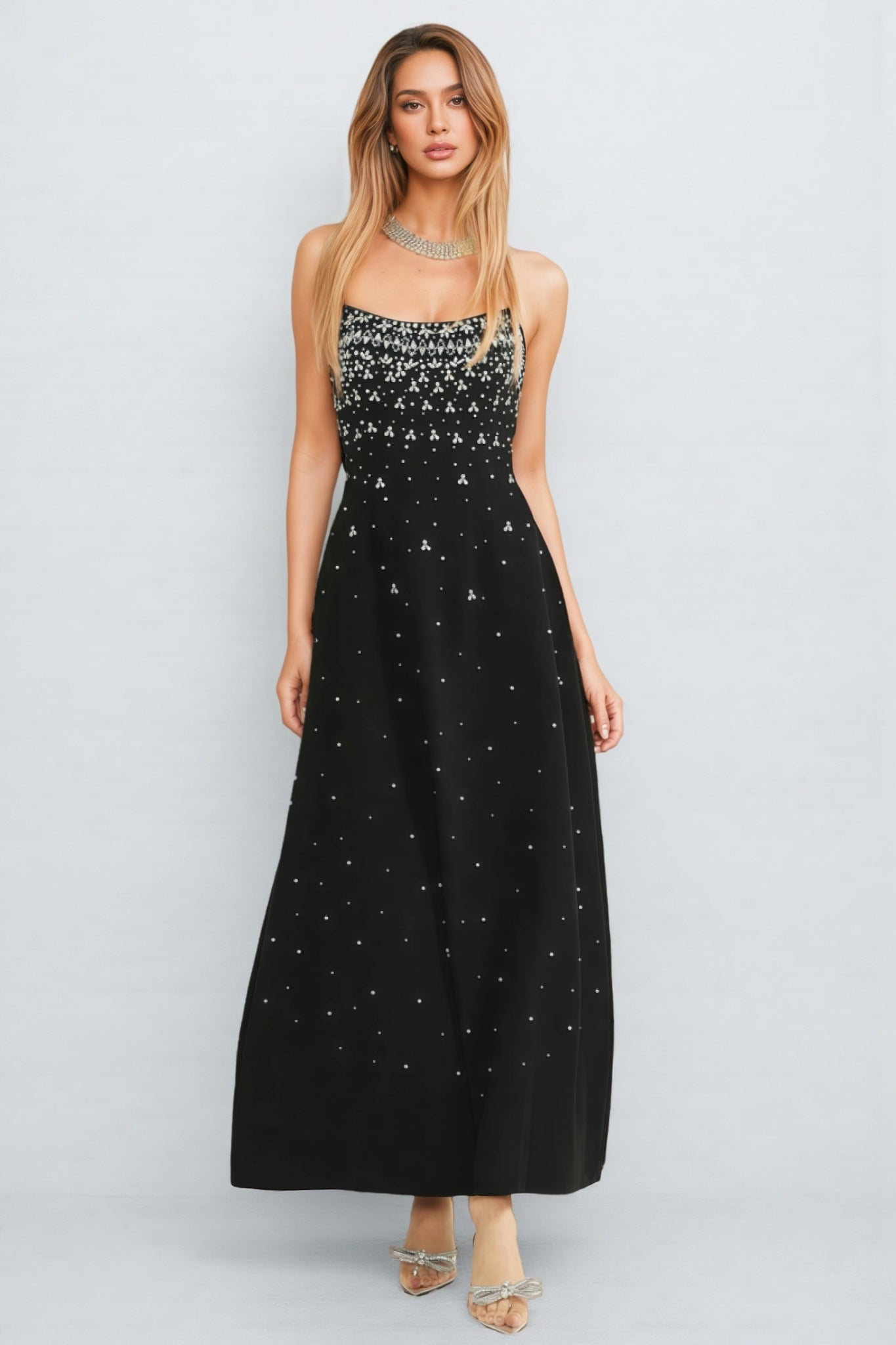 Evrona Bustier Diamonds Maxi Dress