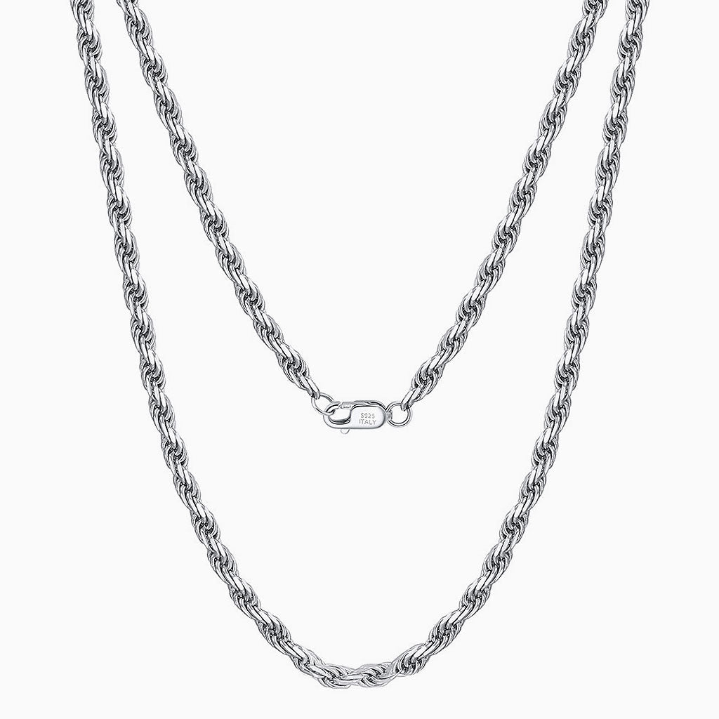 Twisted Rope Sterling Silver 1.5MM Chain Necklace