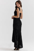 Stretch Mesh Jacquard Mermaid Formal Dress