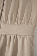 Solid Color Zip Front Short Sleeve Collared Jumpsuit