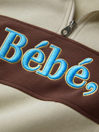 Color Block Splice Letter Embroidery Print Sweatshirt