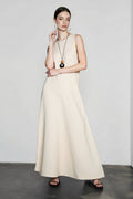 Linen Look Sleeveless Round Neck A-Line Tank Maxi Dress