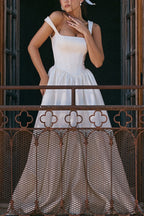 Kara Premium Wide Straps, Corset, Solid Color Maxi Dresses, White Statement Occasion Edit
