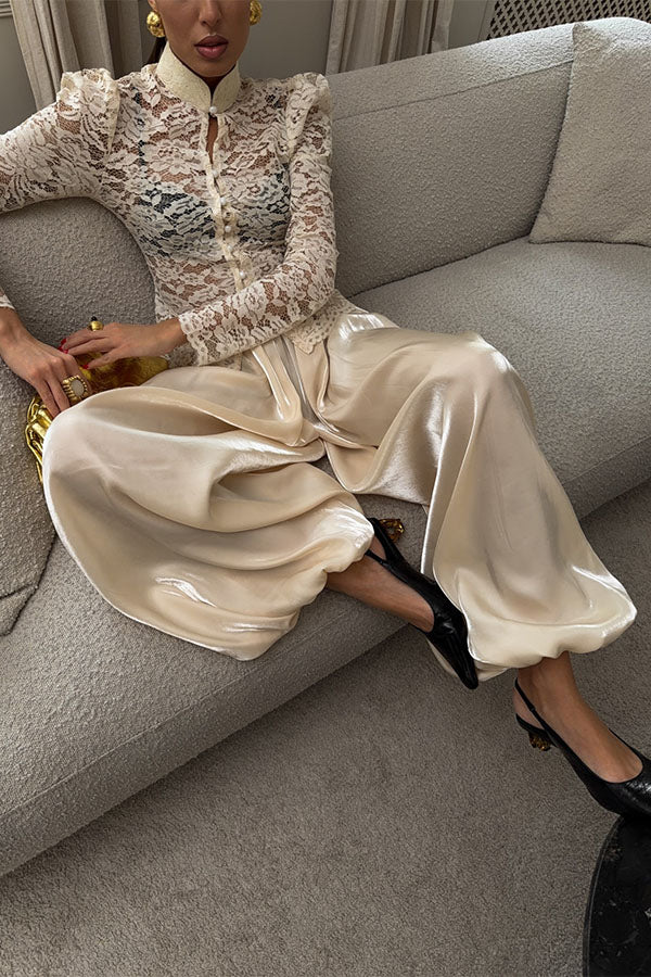 Aurelia Metallic Satin Jogger Pants