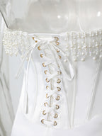 Corset Dress Fringe Pleated Lace-up Back Prom Birthday Party Midi Dresses