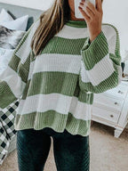 Casual Rib Stripe Baggy Knit Sweater