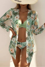| Tropical Print Wrap Underwire Bikini with Cover-Up