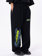 Contrast Color Blurred Print Wide Leg Pants