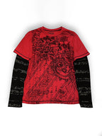 Vintage Graphic Print 2 In 1 Oversized Long Sleeve Tee