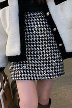 Red Plaid High Waist Skirt