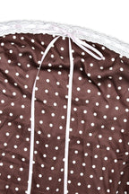 Brown Satin Polka Dot Strapless Backless Maxi Dress