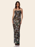 Embroidered Sleeveless Gown Floral Dress