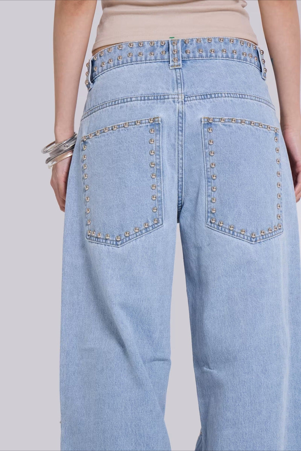 Beaded Wide Leg Denim Jeans