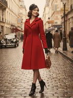 Vintage Hooded A-line Double-breasted Woolen Midi Coat For Women 2026