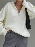 Solid Color Zipper Sweaters