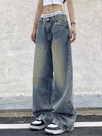 Vintage Blue Wide Leg Boyfriend Jeans